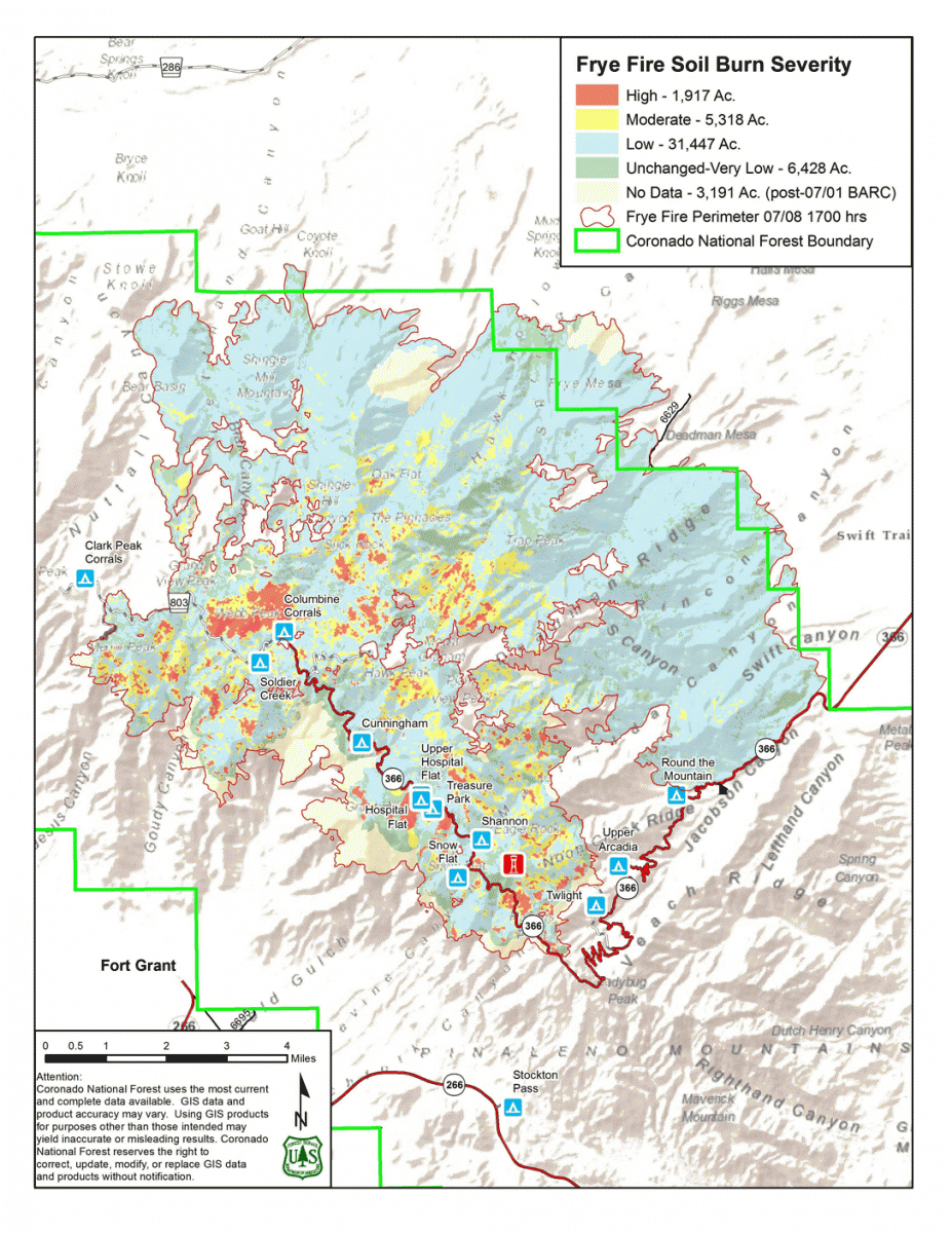 June 2017 Frye Fire severity map